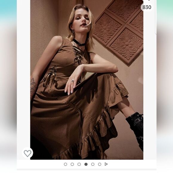 WOMEN'S Steampunk Gothic Victorian Dress, Brown new with original Package - Picture 7 of 16